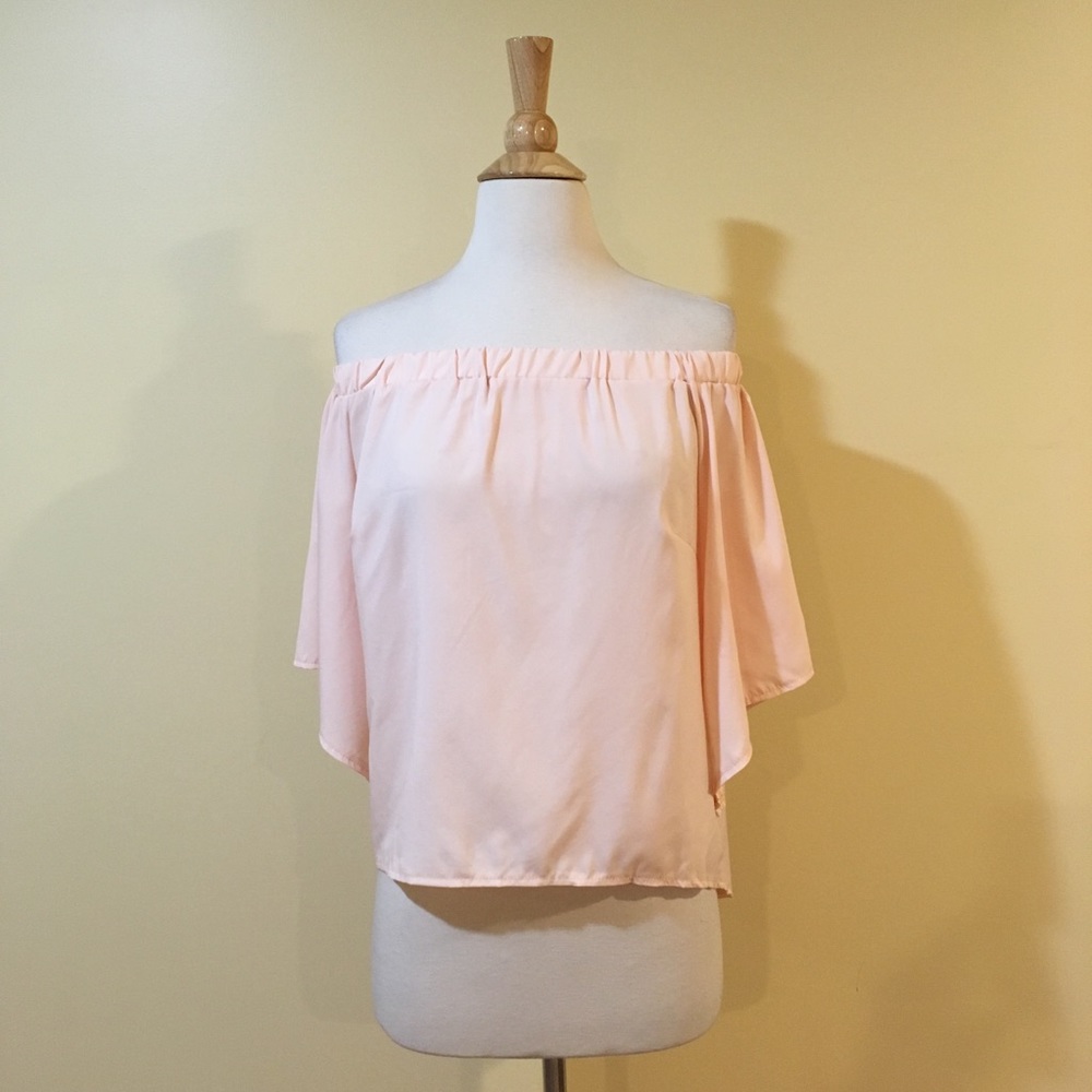 Blush Split Back High Low Off Shoulder Blouse - Picture 4 of 7
